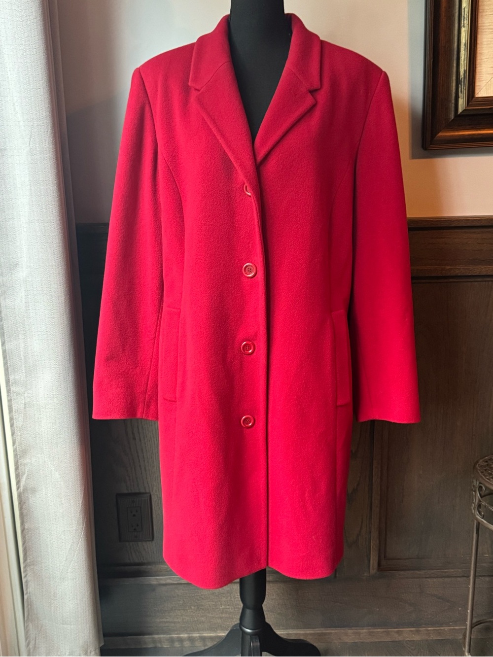 L.L. Bean Vintage Bright Red Wool Cashmere blend Pea Coat 1X